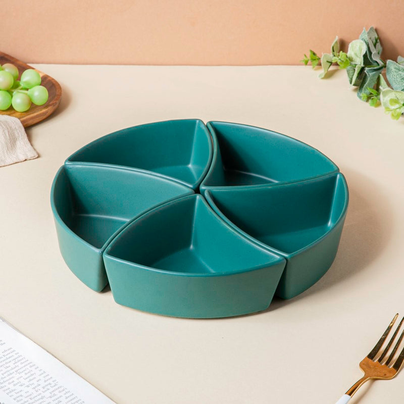 Dry Fruit Bowl Green Set Of 5 200 ml - Bowl,ceramic bowl, snack bowls, curry bowl, popcorn bowls | Bowls for dining table & home decor