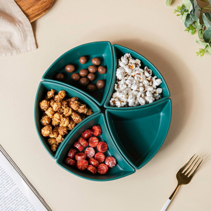 Dry Fruit Bowl Green Set Of 5 200 ml - Bowl,ceramic bowl, snack bowls, curry bowl, popcorn bowls | Bowls for dining table & home decor