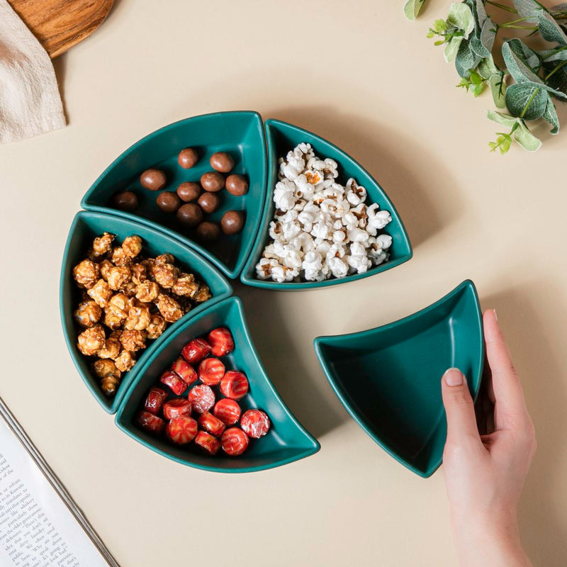 Dry Fruit Bowl Green Set Of 5 200 ml - Bowl,ceramic bowl, snack bowls, curry bowl, popcorn bowls | Bowls for dining table & home decor