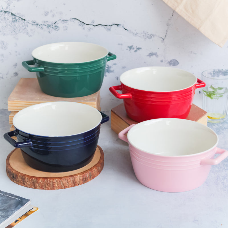 Ceramic Soup Bowl with Handles - Bowl, ceramic bowl, serving bowls, noodle bowl, salad bowls, bowl for snacks, large serving bowl, bowl with handle | Bowls for dining table & home decor