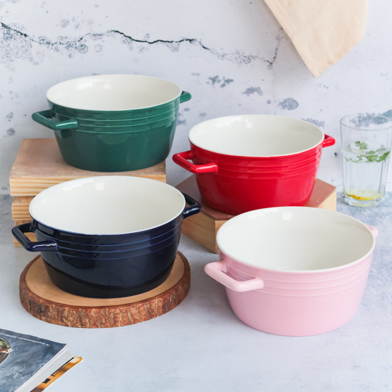 Ceramic Soup Bowl with Handles - Bowl, ceramic bowl, serving bowls, noodle bowl, salad bowls, bowl for snacks, large serving bowl, bowl with handle | Bowls for dining table & home decor