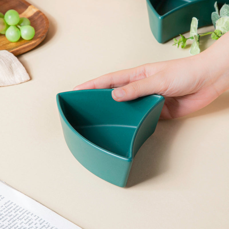 Dry Fruit Bowl Green Set Of 5 200 ml - Bowl,ceramic bowl, snack bowls, curry bowl, popcorn bowls | Bowls for dining table & home decor