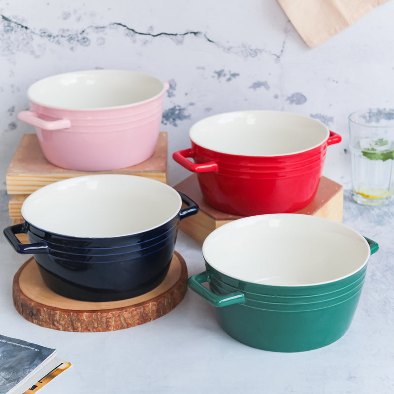 Ceramic Soup Bowl with Handles - Bowl, ceramic bowl, serving bowls, noodle bowl, salad bowls, bowl for snacks, large serving bowl, bowl with handle | Bowls for dining table & home decor