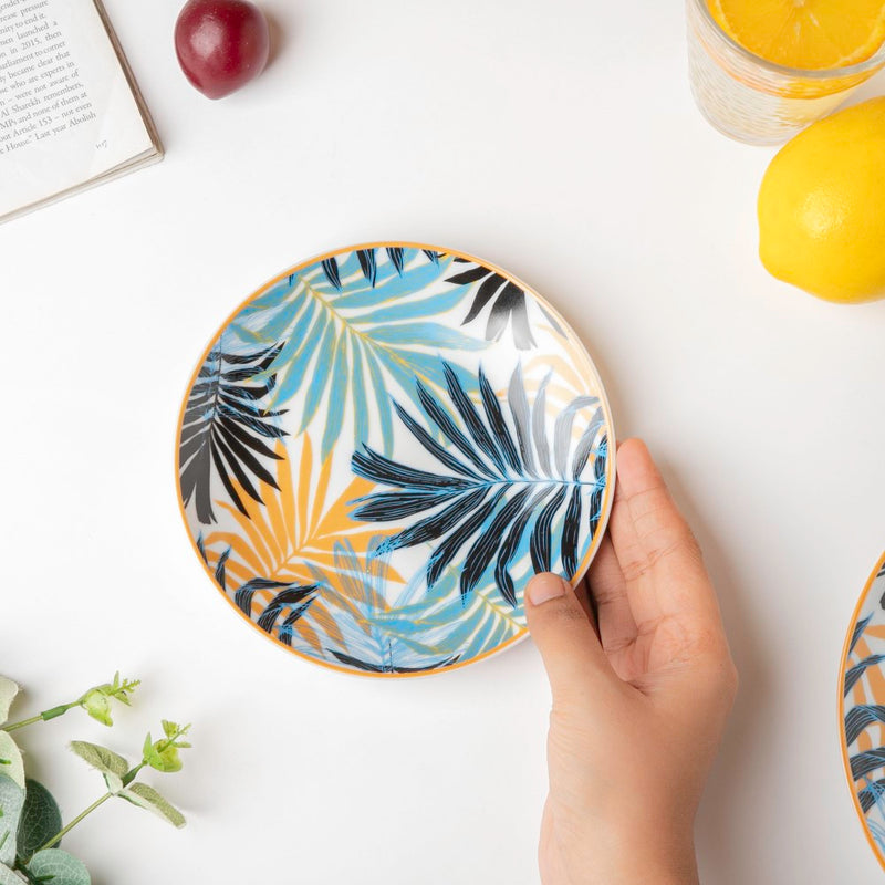 Areca Decal Ceramic Dessert Plate 6 Inch - Serving plate, small plate, snacks plates | Plates for dining table & home decor