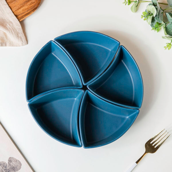 Dry Fruit Bowl Blue Set Of 5 200 ml - Bowl,ceramic bowl, snack bowls, curry bowl, popcorn bowls | Bowls for dining table & home decor