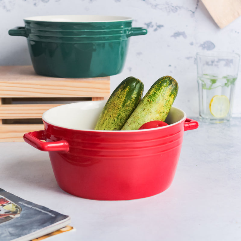 Ceramic Soup Bowl with Handles - Bowl, ceramic bowl, serving bowls, noodle bowl, salad bowls, bowl for snacks, large serving bowl, bowl with handle | Bowls for dining table & home decor