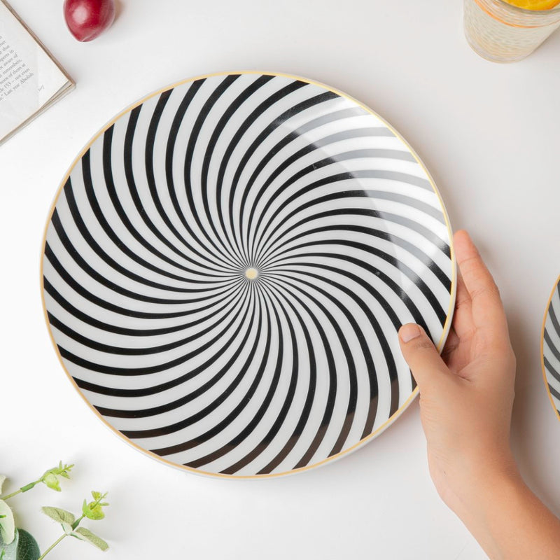 La Mode Spiral Dinner Plate 10 Inch - Serving plate, lunch plate, ceramic dinner plates| Plates for dining table & home decor
