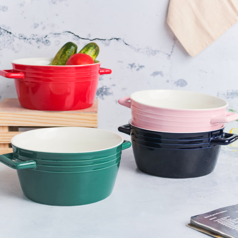 Ceramic Soup Bowl with Handles - Bowl, ceramic bowl, serving bowls, noodle bowl, salad bowls, bowl for snacks, large serving bowl, bowl with handle | Bowls for dining table & home decor