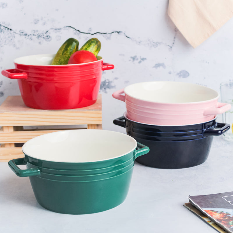 Ceramic Soup Bowl with Handles - Bowl, ceramic bowl, serving bowls, noodle bowl, salad bowls, bowl for snacks, large serving bowl, bowl with handle | Bowls for dining table & home decor