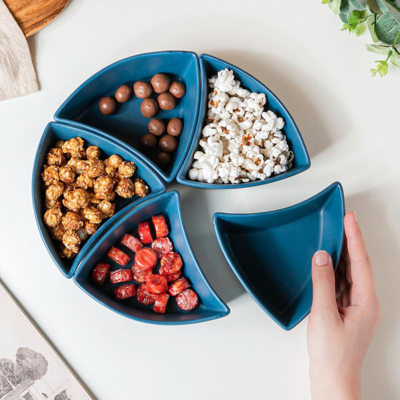 Dry Fruit Bowl Blue Set Of 5 200 ml - Bowl,ceramic bowl, snack bowls, curry bowl, popcorn bowls | Bowls for dining table & home decor