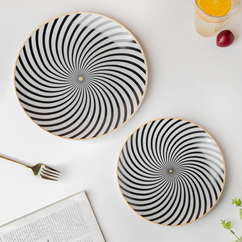 La Mode Spiral Dinner Plate 10 Inch - Serving plate, lunch plate, ceramic dinner plates| Plates for dining table & home decor