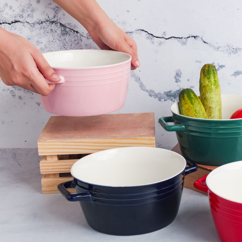 Ceramic Soup Bowl with Handles - Bowl, ceramic bowl, serving bowls, noodle bowl, salad bowls, bowl for snacks, large serving bowl, bowl with handle | Bowls for dining table & home decor