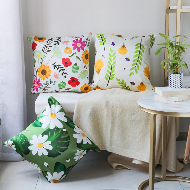 Flower Design Cushion Cover