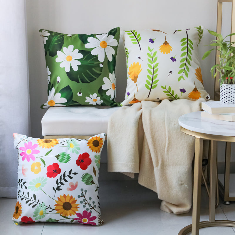 Flower Design Cushion Cover