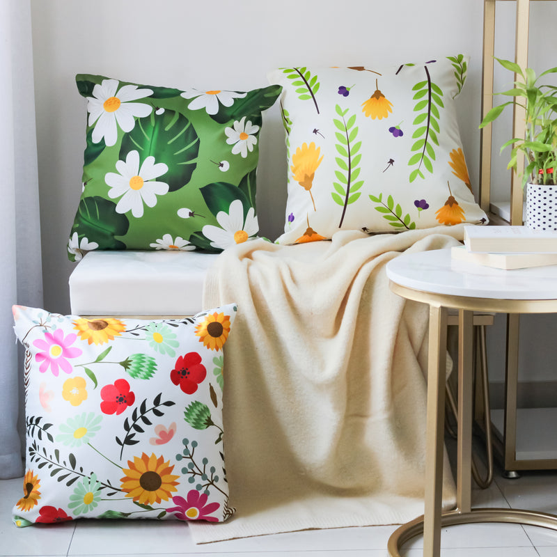 Flower Design Cushion Cover