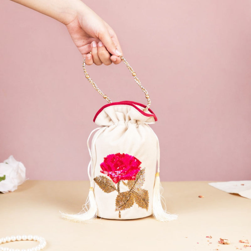 Gul Velvet Potli Bag Off White