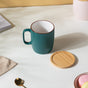 Ceramic Mug with Wooden Lid Green- Mug for coffee, tea mug, cappuccino mug | Cups and Mugs for Coffee Table & Home Decor