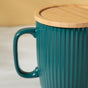 Ceramic Mug with Wooden Lid Green- Mug for coffee, tea mug, cappuccino mug | Cups and Mugs for Coffee Table & Home Decor