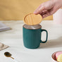 Ceramic Mug with Wooden Lid Green- Mug for coffee, tea mug, cappuccino mug | Cups and Mugs for Coffee Table & Home Decor