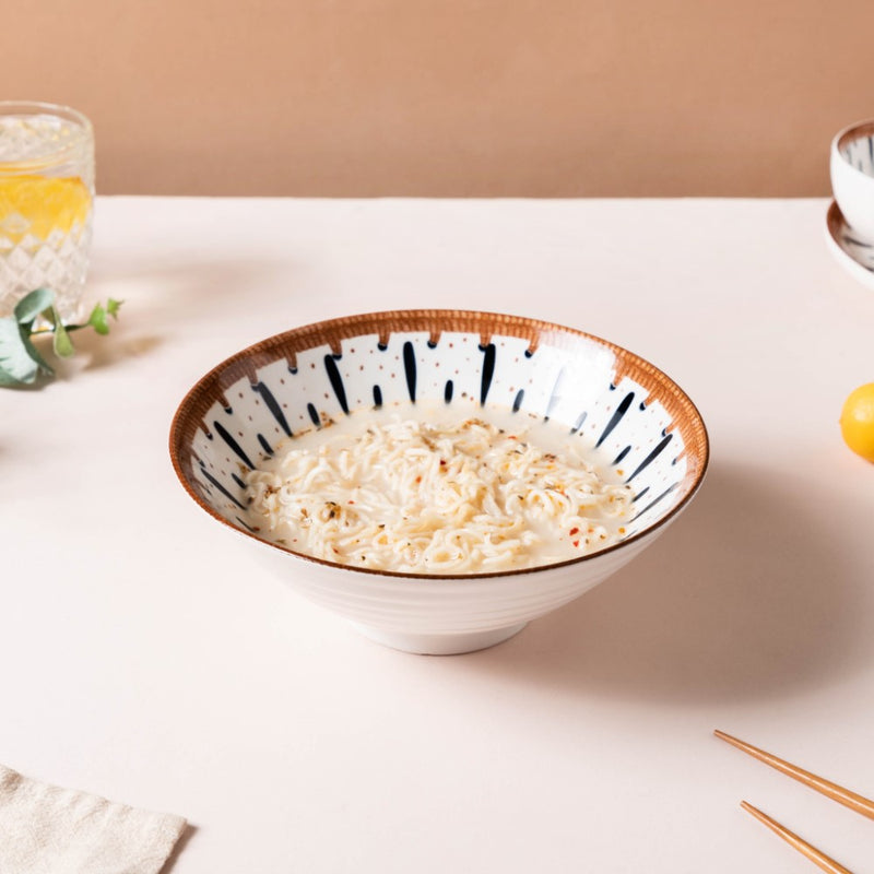 Dewdrop Ceramic Ramen Bowl 8 Inch 750 ml - Soup bowl, ceramic bowl, ramen bowl, serving bowls, salad bowls, noodle bowl | Bowls for dining table & home decor