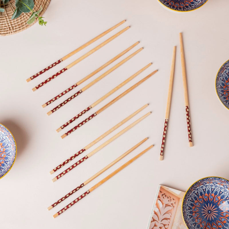 Mandala Snacking Bowl And Chopstick Oceanic Blue Set Of 12 - Bowl,ceramic bowl, snack bowls, curry bowl, popcorn bowls | Bowls for dining table & home decor