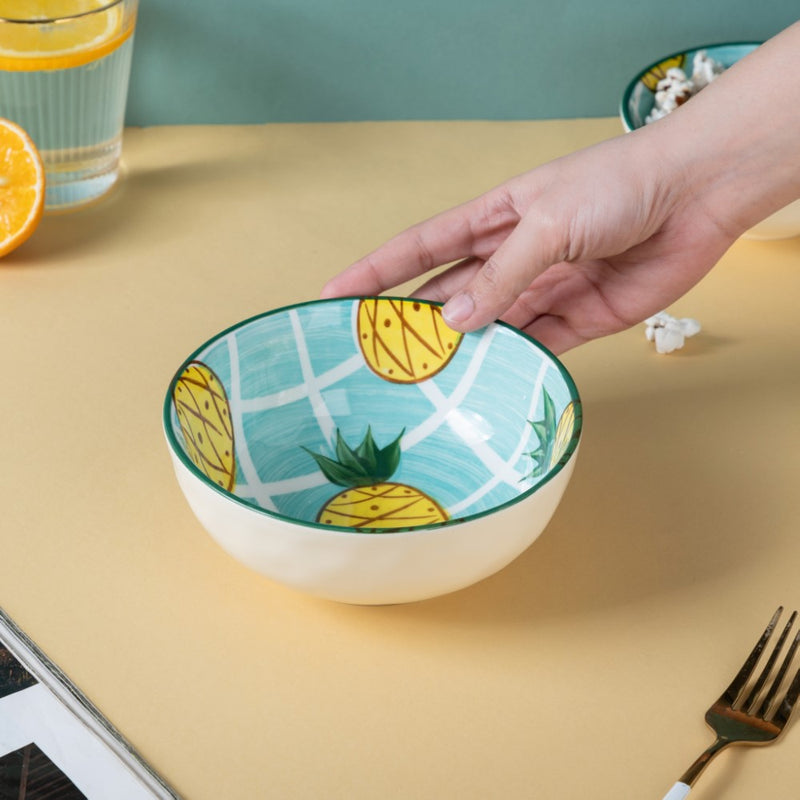 Pineapple Fiesta Serving Bowl - Bowl, ceramic bowl, serving bowls, noodle bowl, salad bowls, bowl for snacks, large serving bowl | Bowls for dining table & home decor