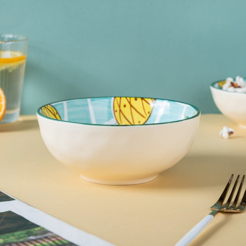 Pineapple Fiesta Serving Bowl - Bowl, ceramic bowl, serving bowls, noodle bowl, salad bowls, bowl for snacks, large serving bowl | Bowls for dining table & home decor