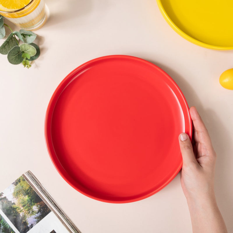 Solid Colored Dinner Plate Red - Serving plate, rice plate, ceramic dinner plates| Plates for dining table & home decor