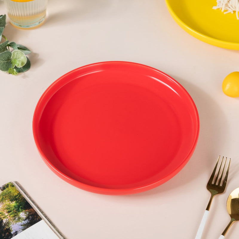 Solid Colored Dinner Plate Red - Serving plate, rice plate, ceramic dinner plates| Plates for dining table & home decor