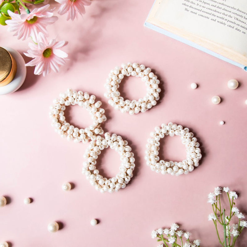 Pearl Hair Ties White Set Of 4