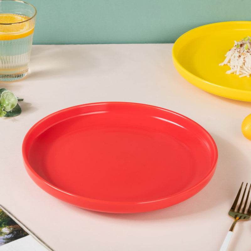 Solid Colored Dinner Plate Red - Serving plate, rice plate, ceramic dinner plates| Plates for dining table & home decor