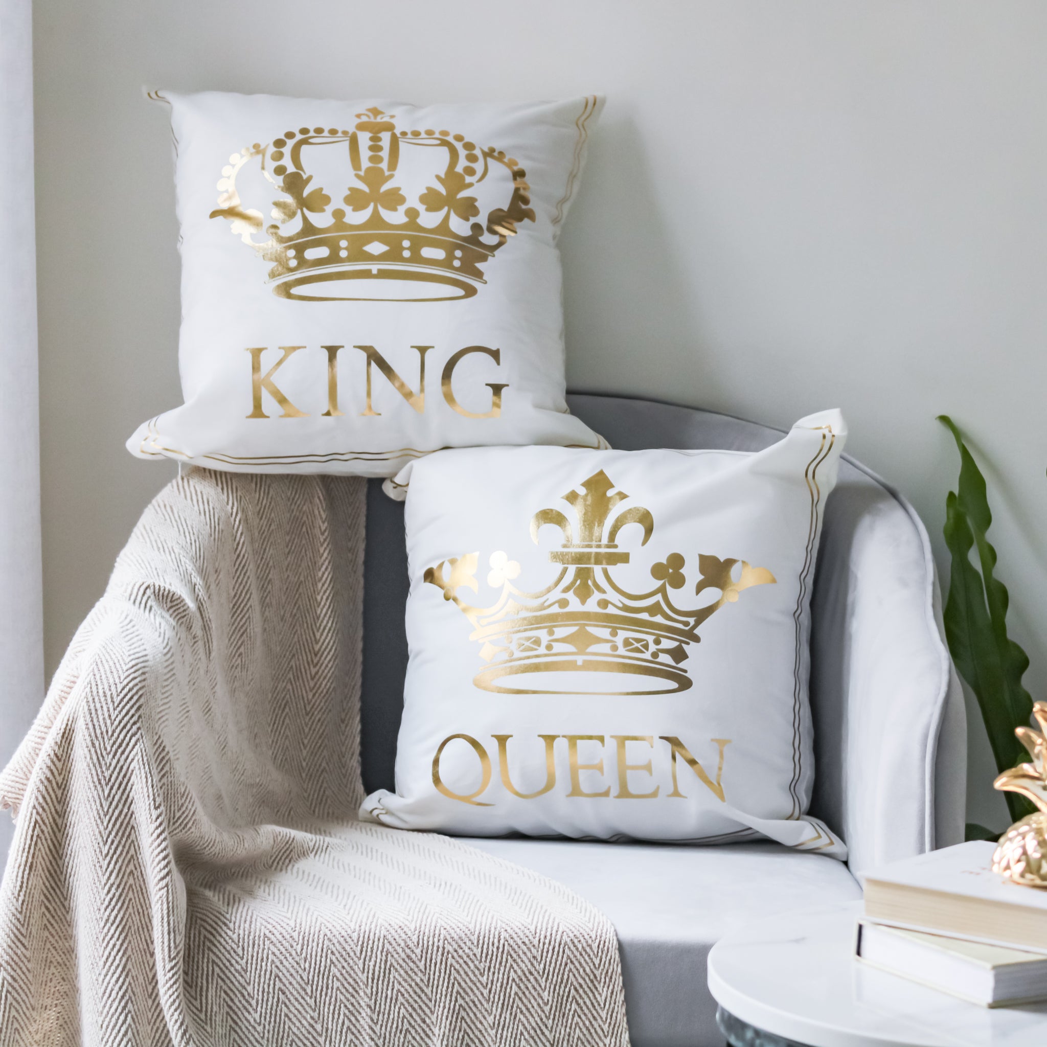 King and queen crown pillow clearance cases