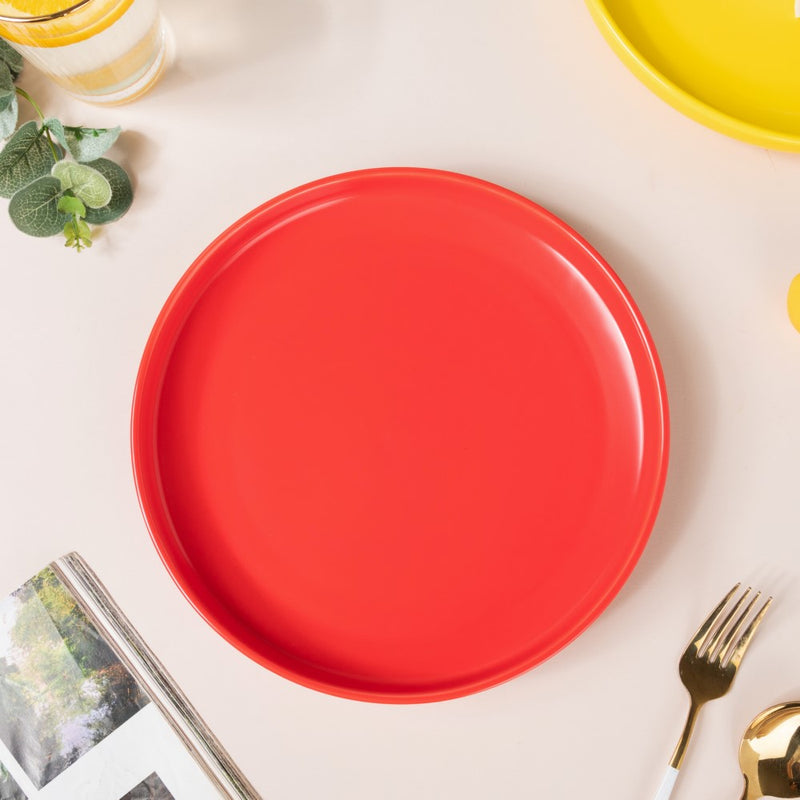 Solid Colored Dinner Plate Red - Serving plate, rice plate, ceramic dinner plates| Plates for dining table & home decor
