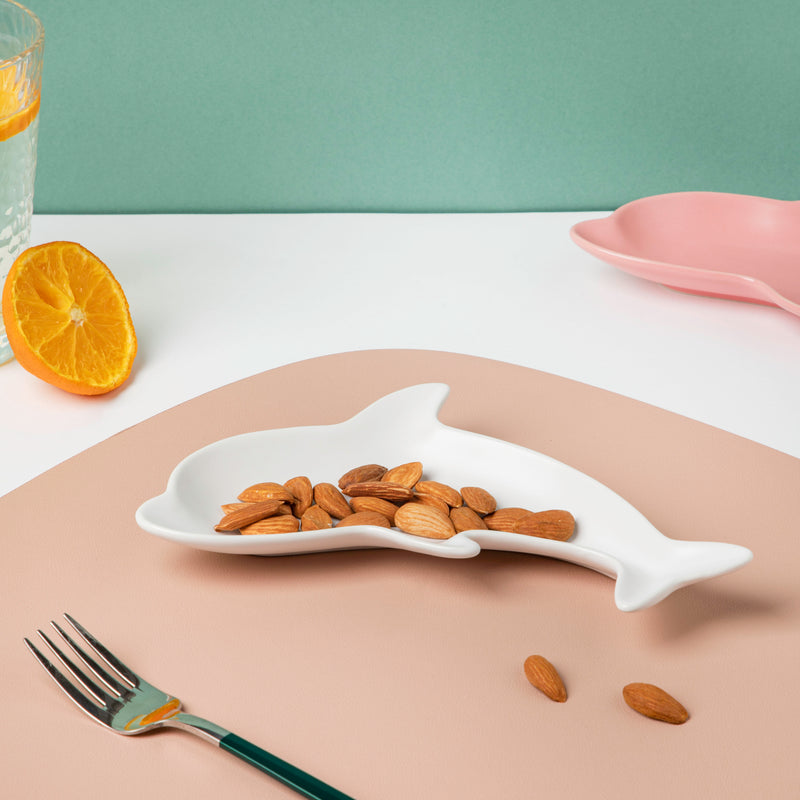 Cloud White Dolphin Snack Plate 8 Inch - Serving plate, snack plate, dessert plate | Plates for dining & home decor
