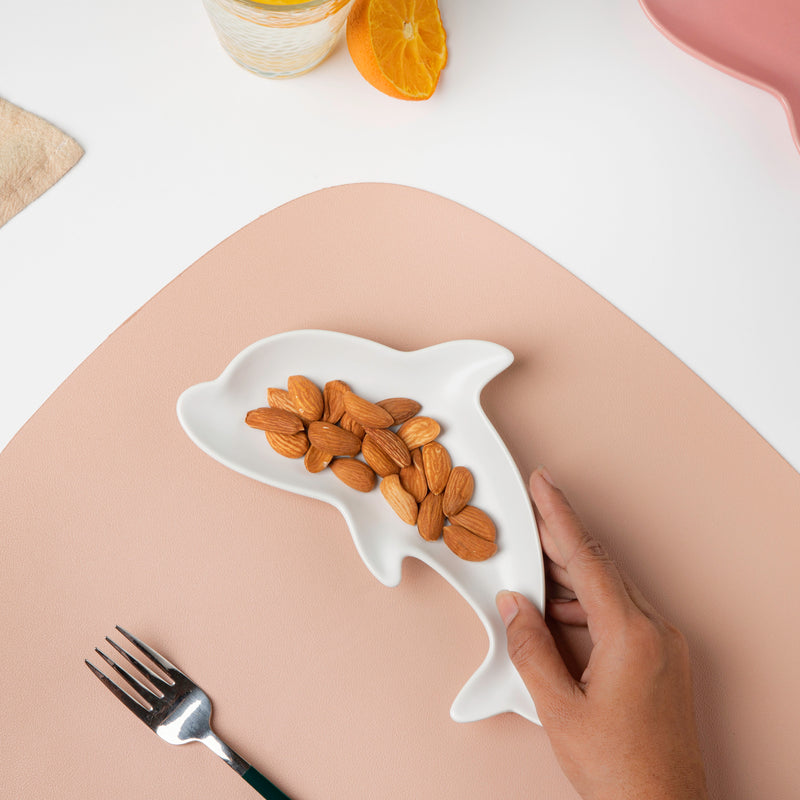 Cloud White Dolphin Snack Plate 8 Inch - Serving plate, snack plate, dessert plate | Plates for dining & home decor