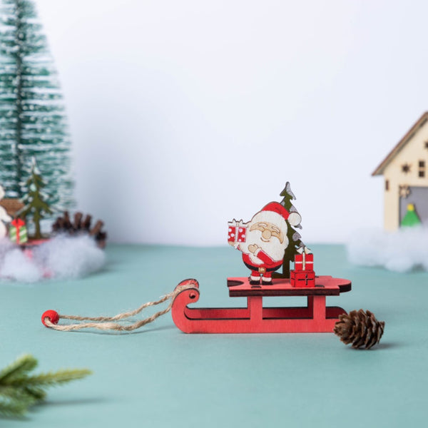 DIY Santa Sleigh Wooden Ornament