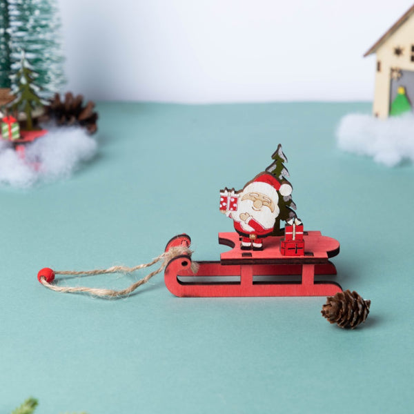 DIY Santa Sleigh Wooden Ornament