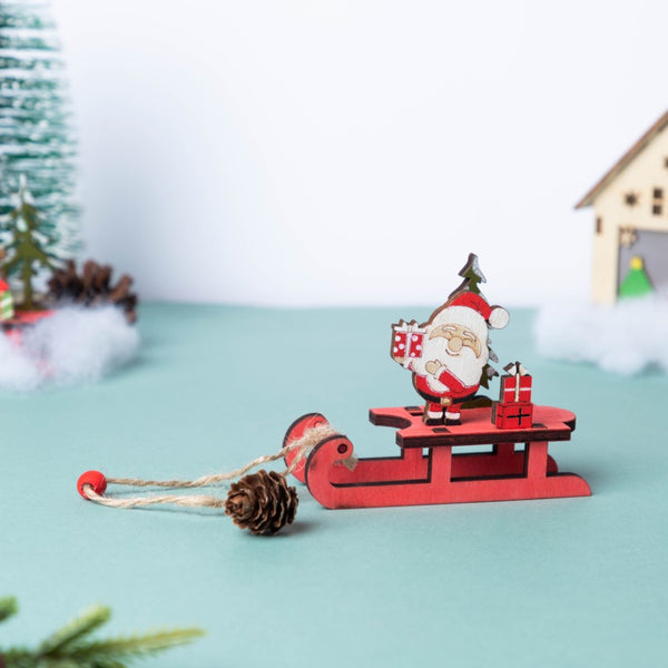 DIY Santa Sleigh Wooden Ornament