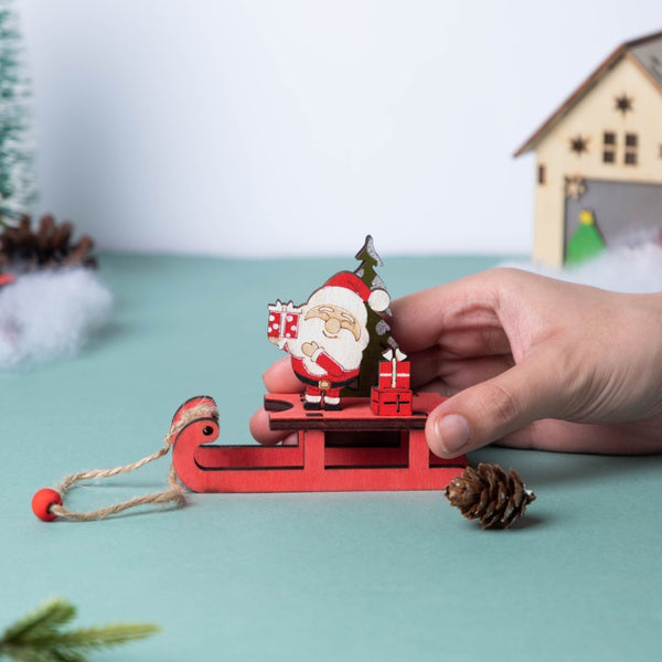 DIY Santa Sleigh Wooden Ornament