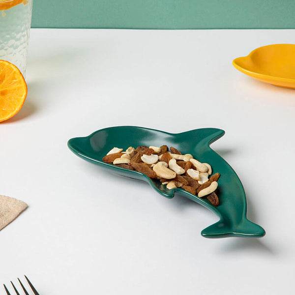 Trendy Teal Dolphin Snack Plate 8 Inch - Serving plate, snack plate, dessert plate | Plates for dining & home decor