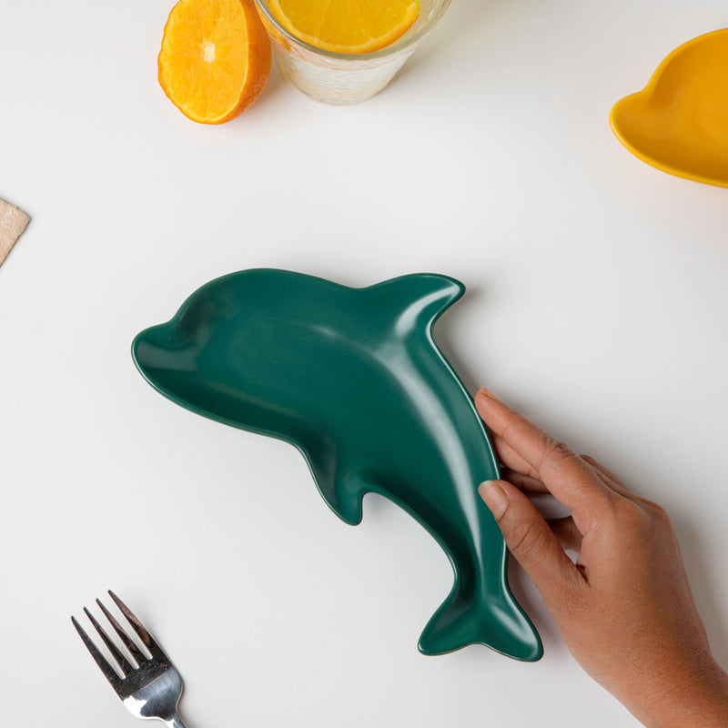 Trendy Teal Dolphin Snack Plate 8 Inch - Serving plate, snack plate, dessert plate | Plates for dining & home decor