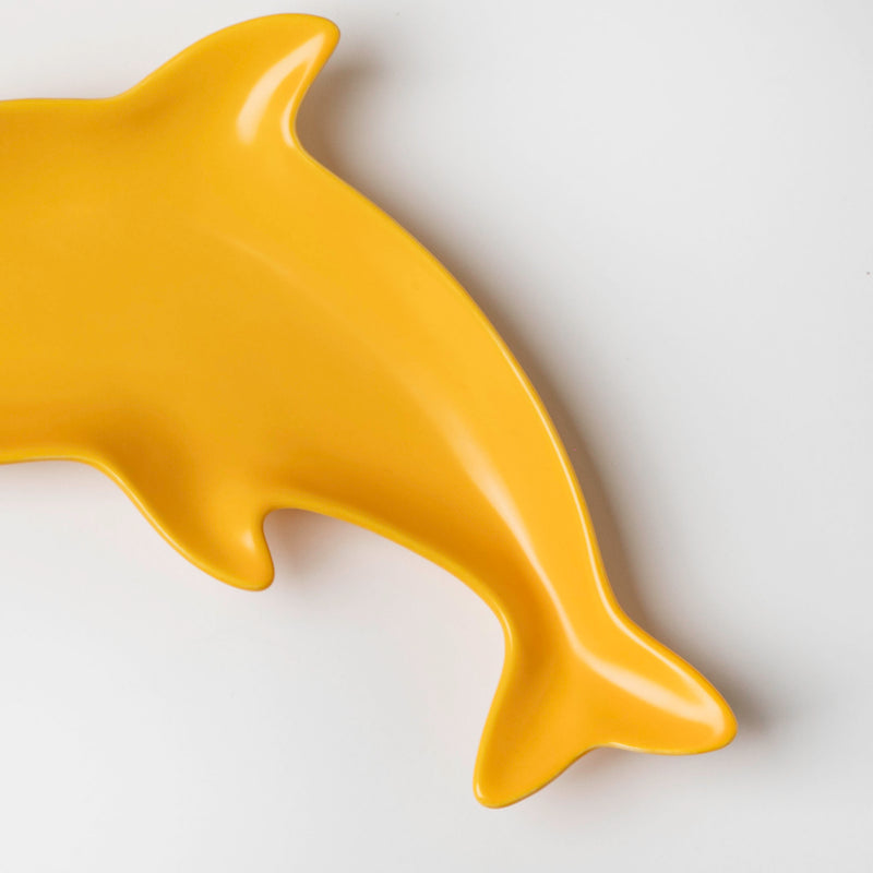 Sunshine Dolphin Yellow Snack Plate 8 Inch - Serving plate, snack plate, dessert plate | Plates for dining & home decor
