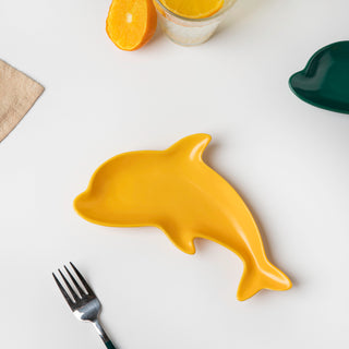 Sunshine Dolphin Yellow Snack Plate 8 Inch