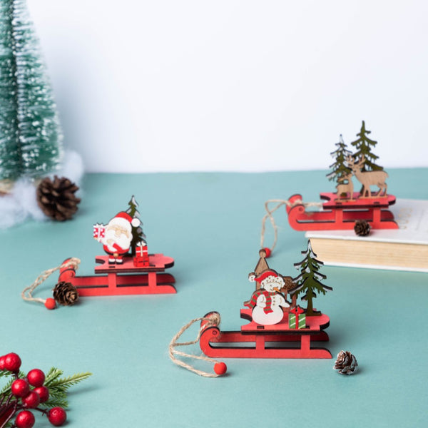 DIY Santa Sleigh Wooden Ornament