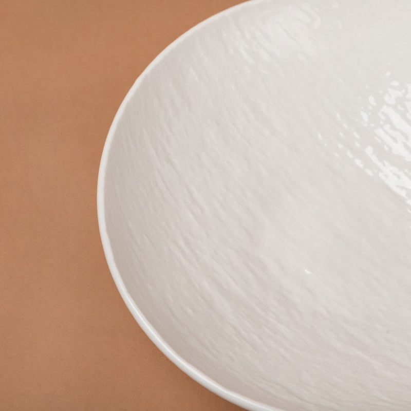 Frore Textured Ceramic Pasta Bowl White 500 ml - Bowl,ceramic bowl, snack bowls, curry bowl, popcorn bowls | Bowls for dining table & home decor