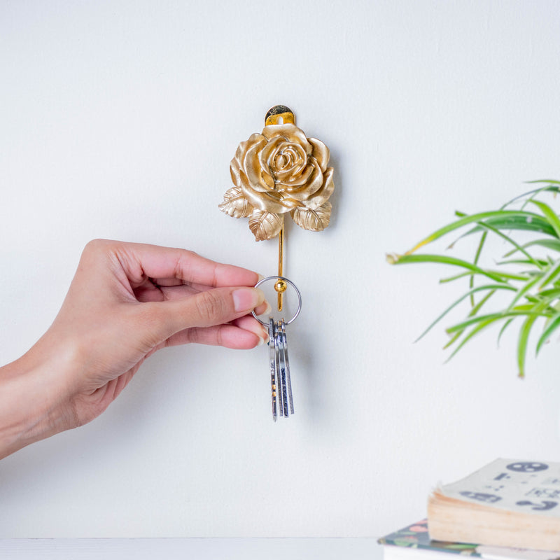 Golden Rose Hook - Wall hook/wall hanger for wall decoration & wall design | Home & room decoration ideas