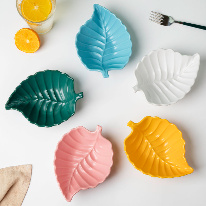 Blue Scotch Pine Leaf Snack Bowl 6 Inch 200 ml - Bowl, soup bowl, ceramic bowl, snack bowls, curry bowl, popcorn bowls | Bowls for dining table & home decor