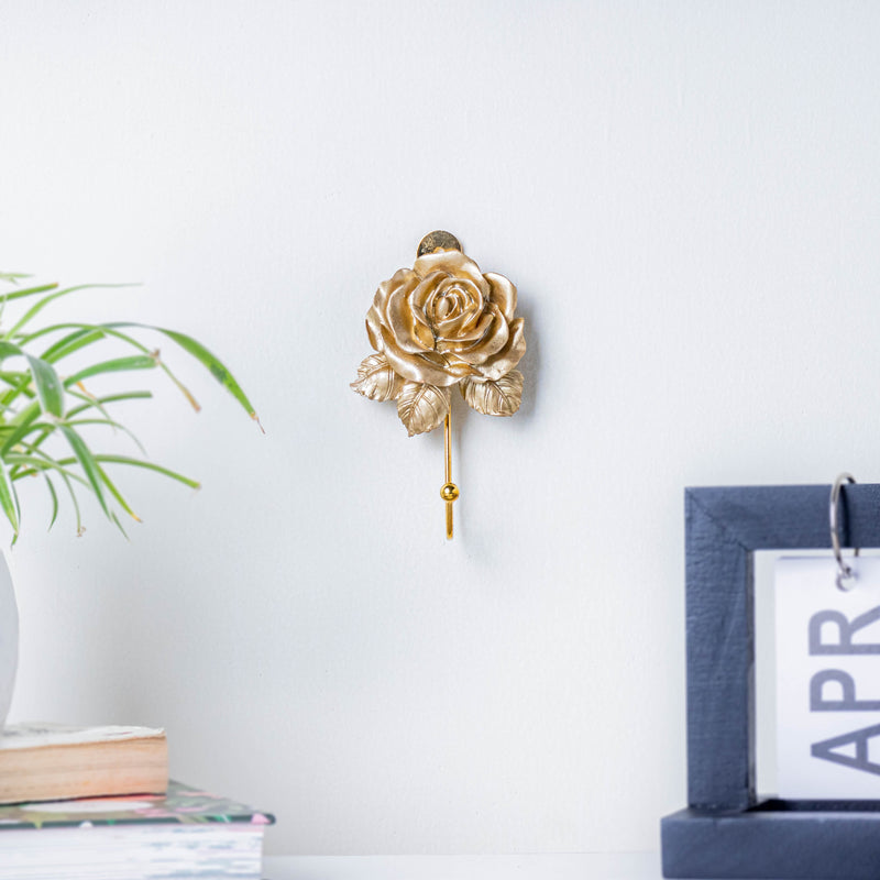 Golden Rose Hook - Wall hook/wall hanger for wall decoration & wall design | Home & room decoration ideas