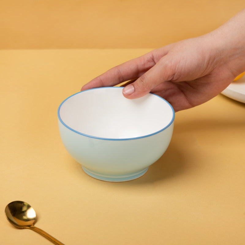 Riona Ceramic Side Bowl Blue 300 ml - Bowl,ceramic bowl, snack bowls, curry bowl, popcorn bowls | Bowls for dining table & home decor