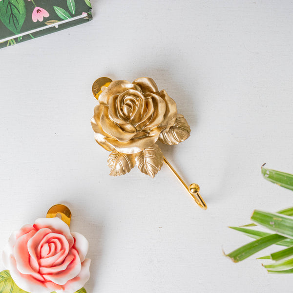 Golden Rose Hook - Wall hook/wall hanger for wall decoration & wall design | Home & room decoration ideas